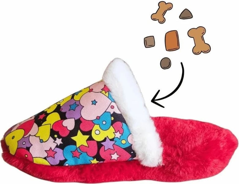 Lodër për qen, Paws & Whiskers, Havhav 1012, pelush, e kuqe dhe e bardhë, 15x26cm