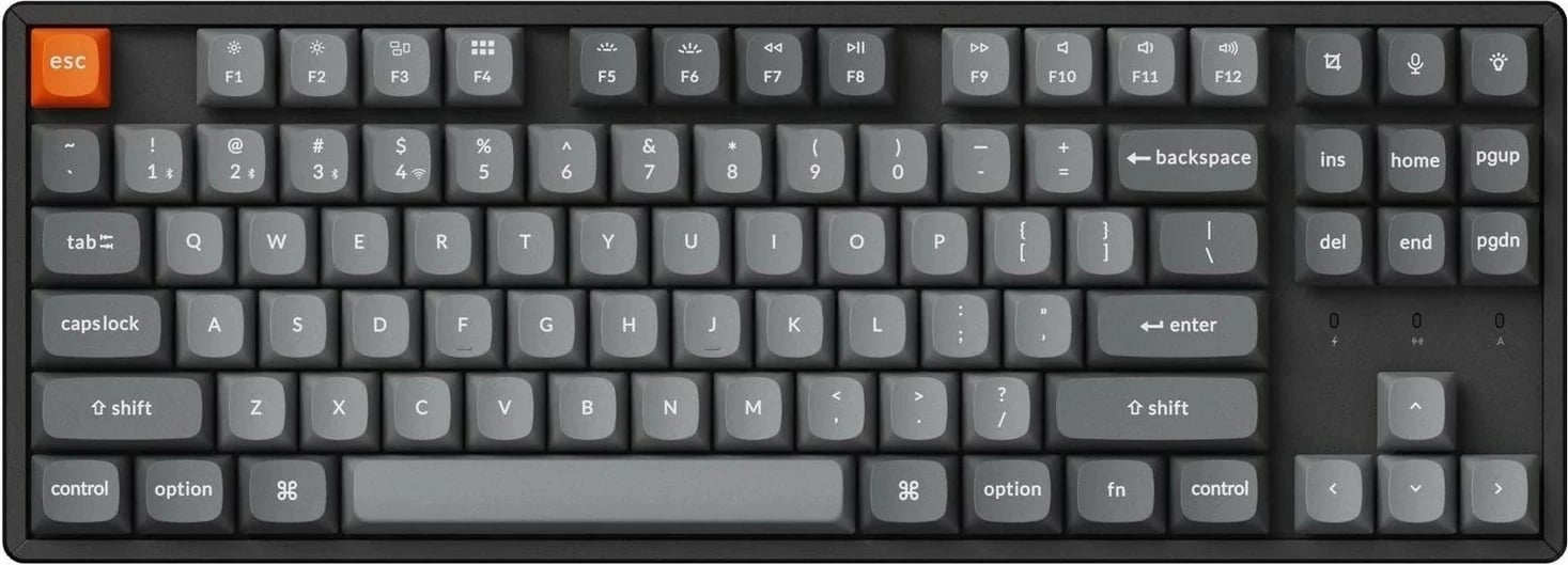 Tastierë Keychron K8M-J1 80% TKL Red Switch, gri-e zezë