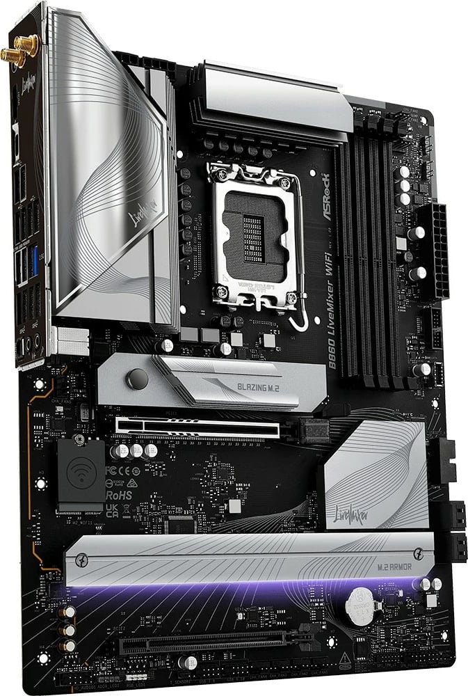 Pllakë amë ASRock B860 LIVEMIXER WIFI, ATX, LGA1851, DDR5, WiFi 6E, Thunderbolt 4, e zezë