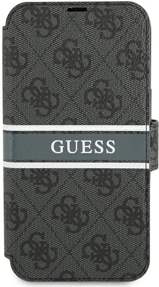 Mbështjellës, Guess, GUBKP13X4GDGR 4G Stripe Book për iPhone 13 Pro Max 6.7", me kapak dhe portofol, gri
