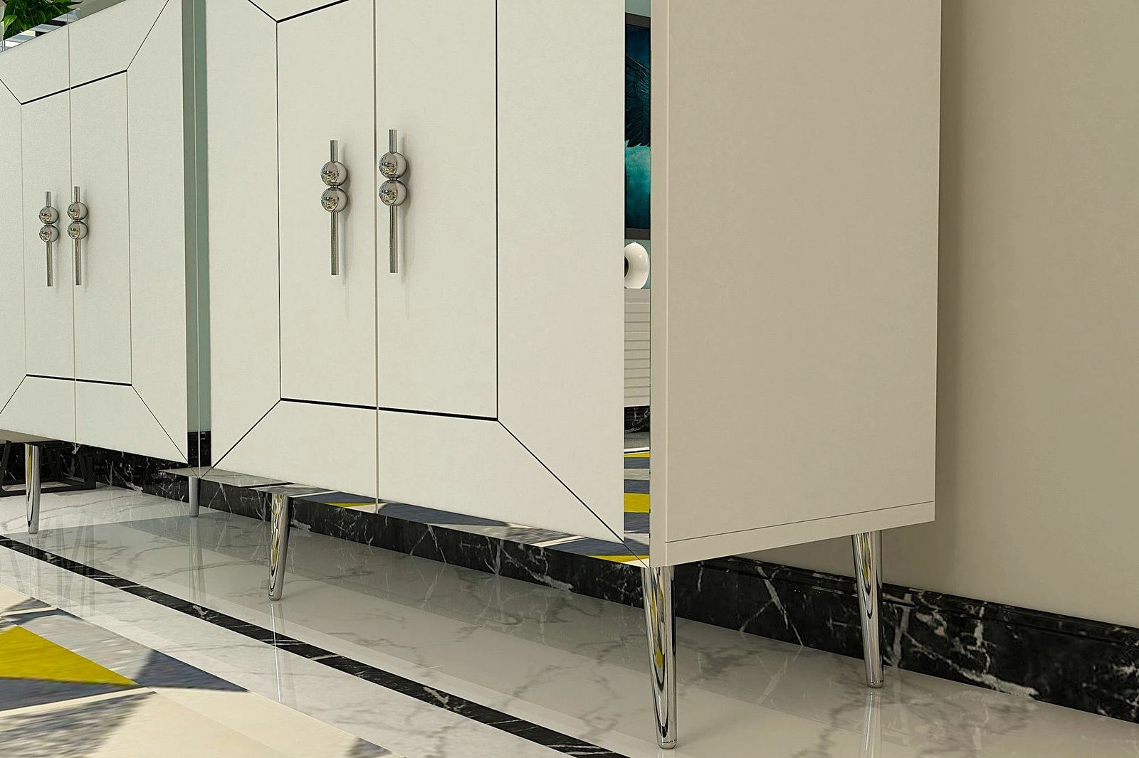 Konsol Skye Decor, Arno KB150, e bardhë, argjend