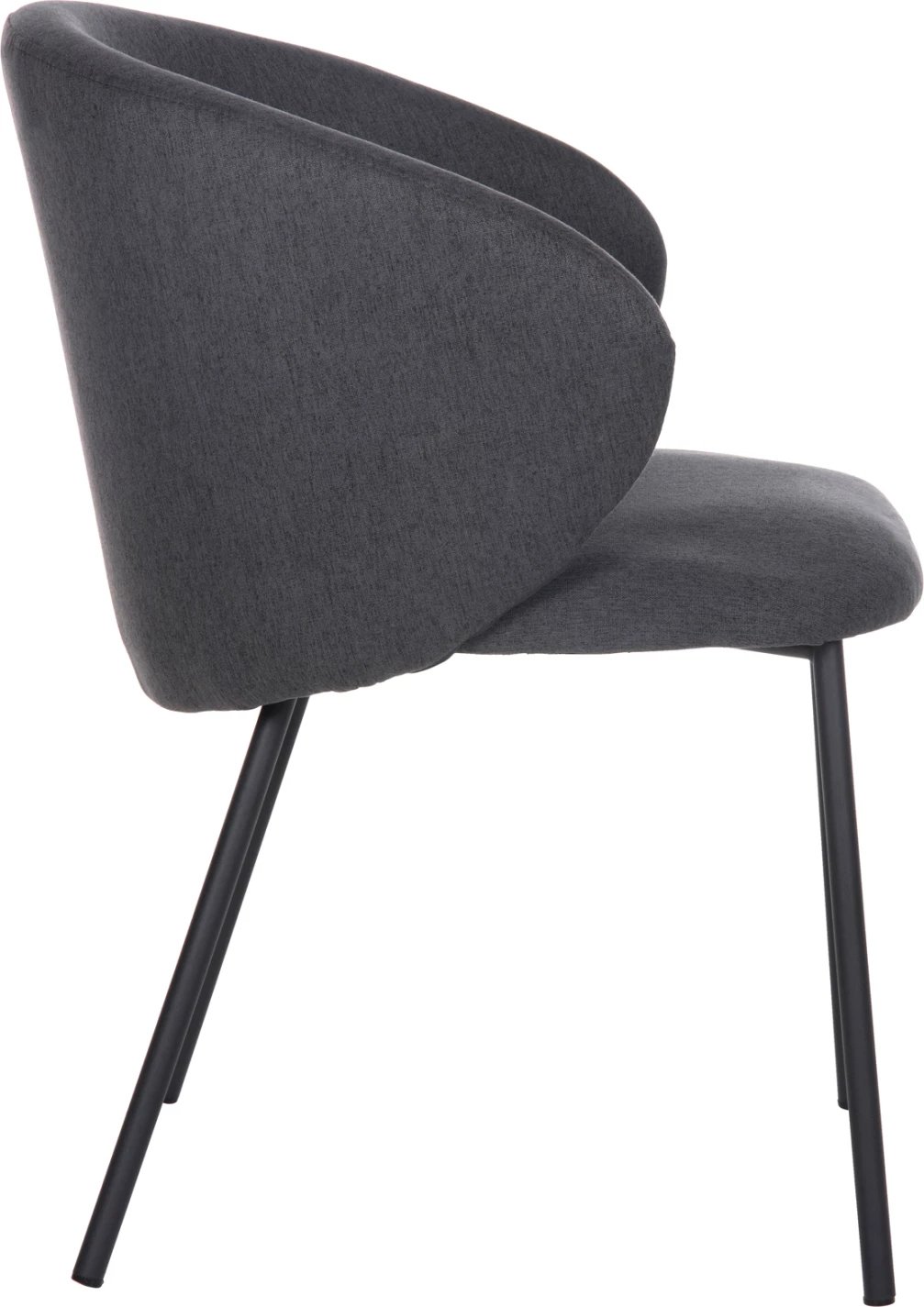 Karrige ngrënieje ISIAH FH9615.01, pëlhurë gri, këmbë metalike të zeza, 56x56x76H cm., set prej 2 copë