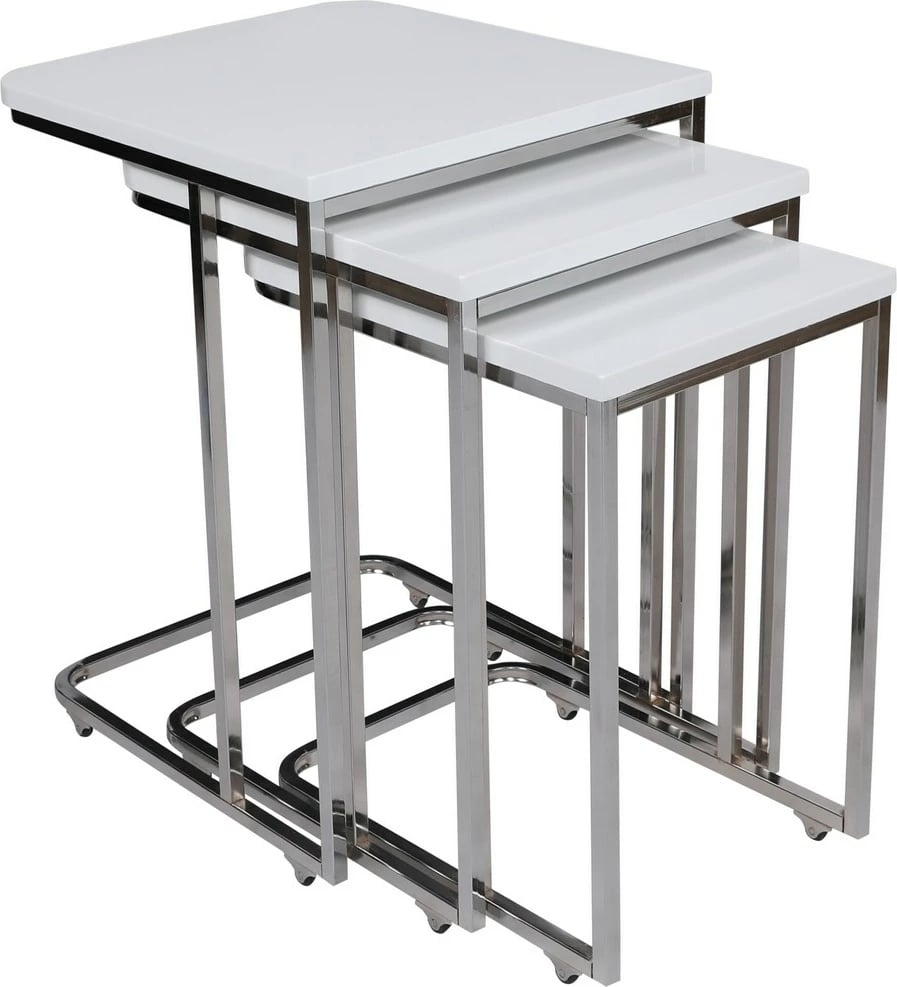 Set tavolinash të vendosshme, ngjyrë e bardhë, Hanah Home, Ce Metal Zigon, 3 copë, 9406