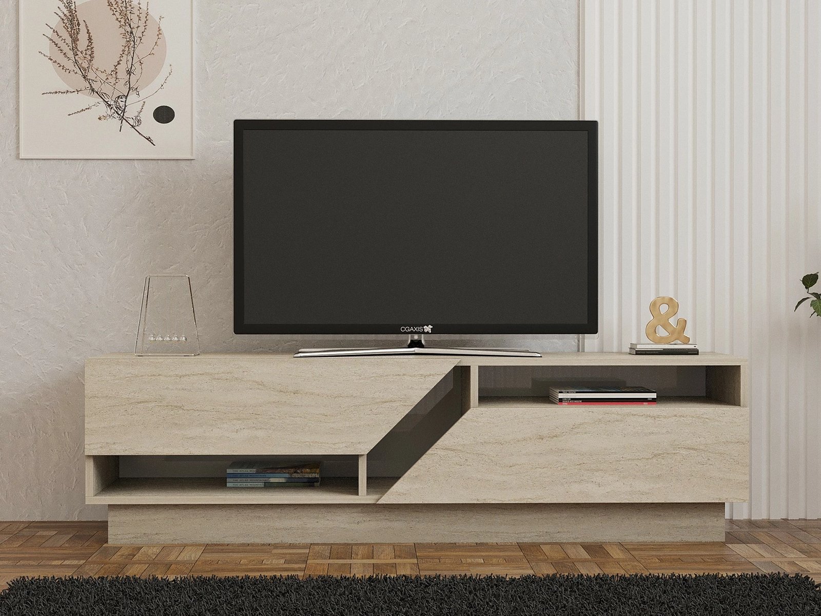 Komodë televizori Hanah Home, ngjyrë travertin