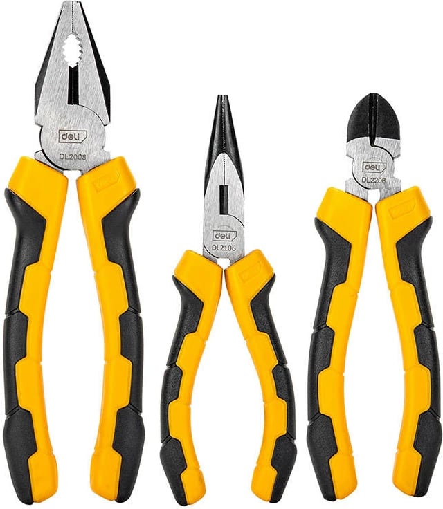 Set pincash Deli Tools EDL2008-3, 3 copë, verdhë-e zezë