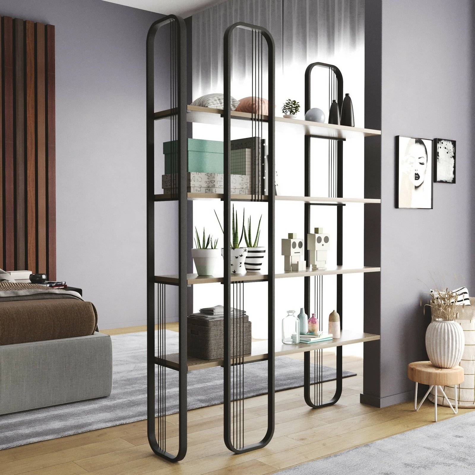 Raft librash Hanah Home, ngjyrë e zezë, Sierra