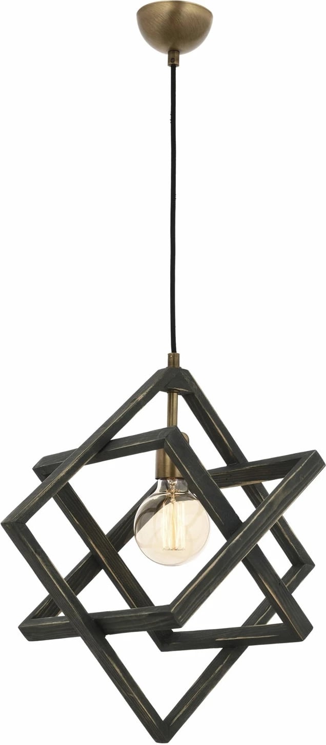 Llambë tavani Opviq, metal dhe dru, AV-1765-1G, ngjyrë e zezë, antike, 80x30cm