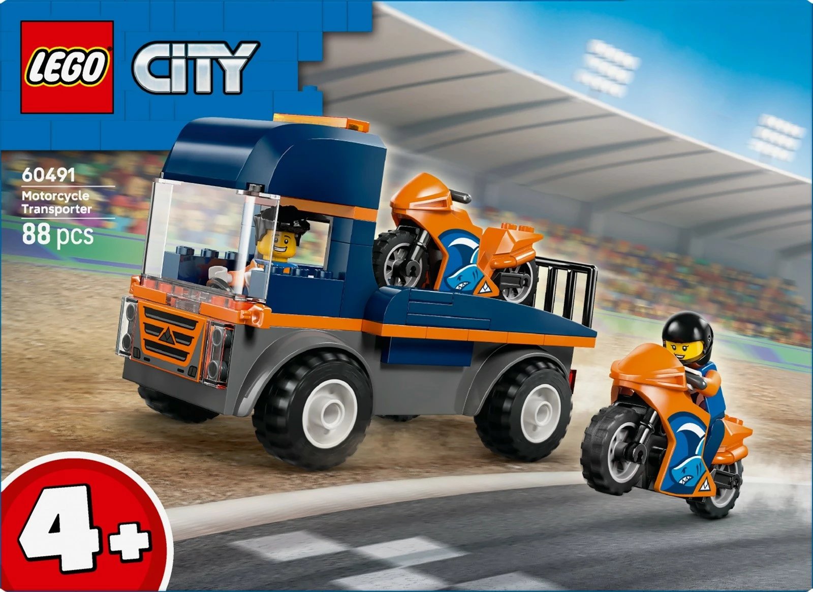 Set ndërtimi LEGO City 60491 transportues motoçikletash 88 pjesë 4+ blu/portokalli