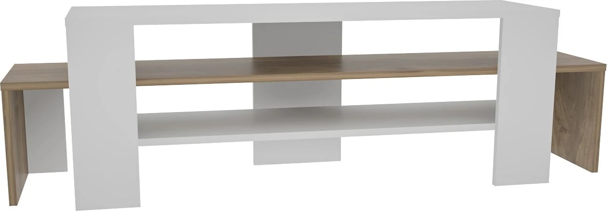 Komodë TV Skye Decor, Lenora, e bardhë dhe arre