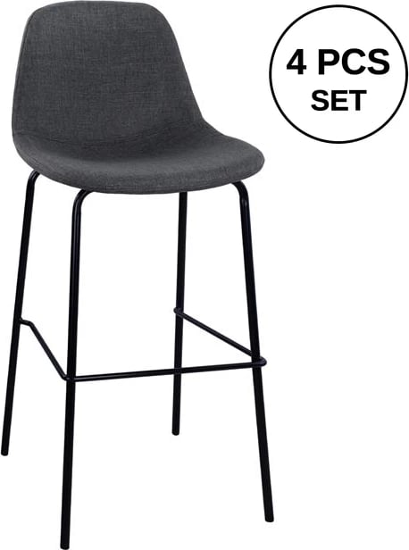 Karrige për bar me kornizë metalike dhe pëlhurë ngjyrë gri 47x50x106cm FH8579.10, set prej 4 copë