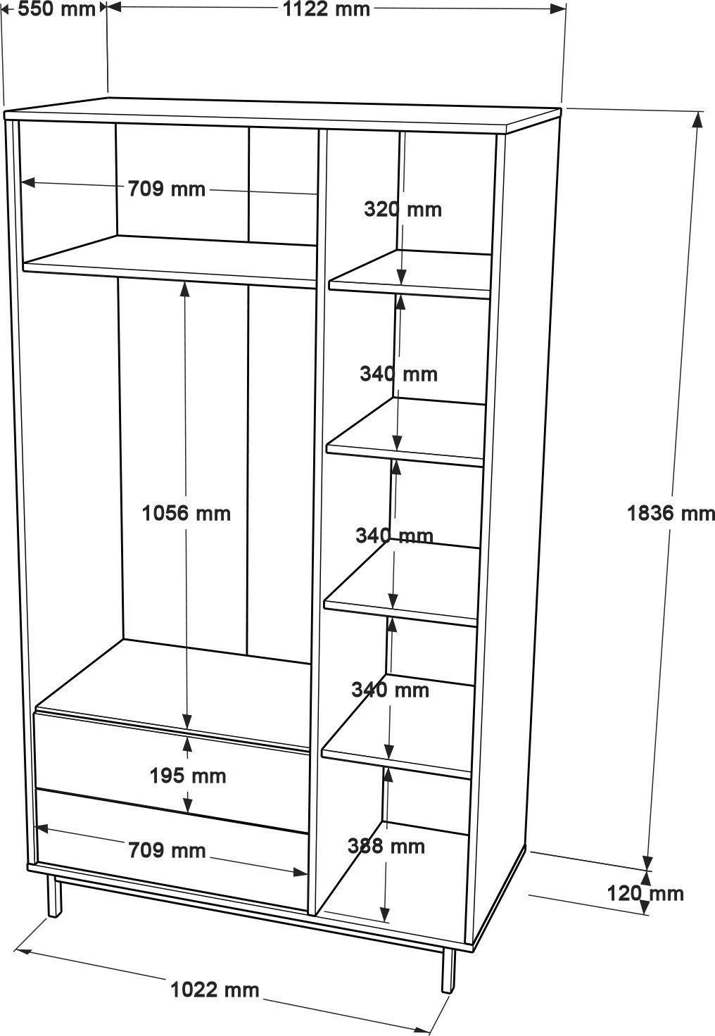 Dollap Skye Decor, ngjyrë arre dhe lis, On15-Su