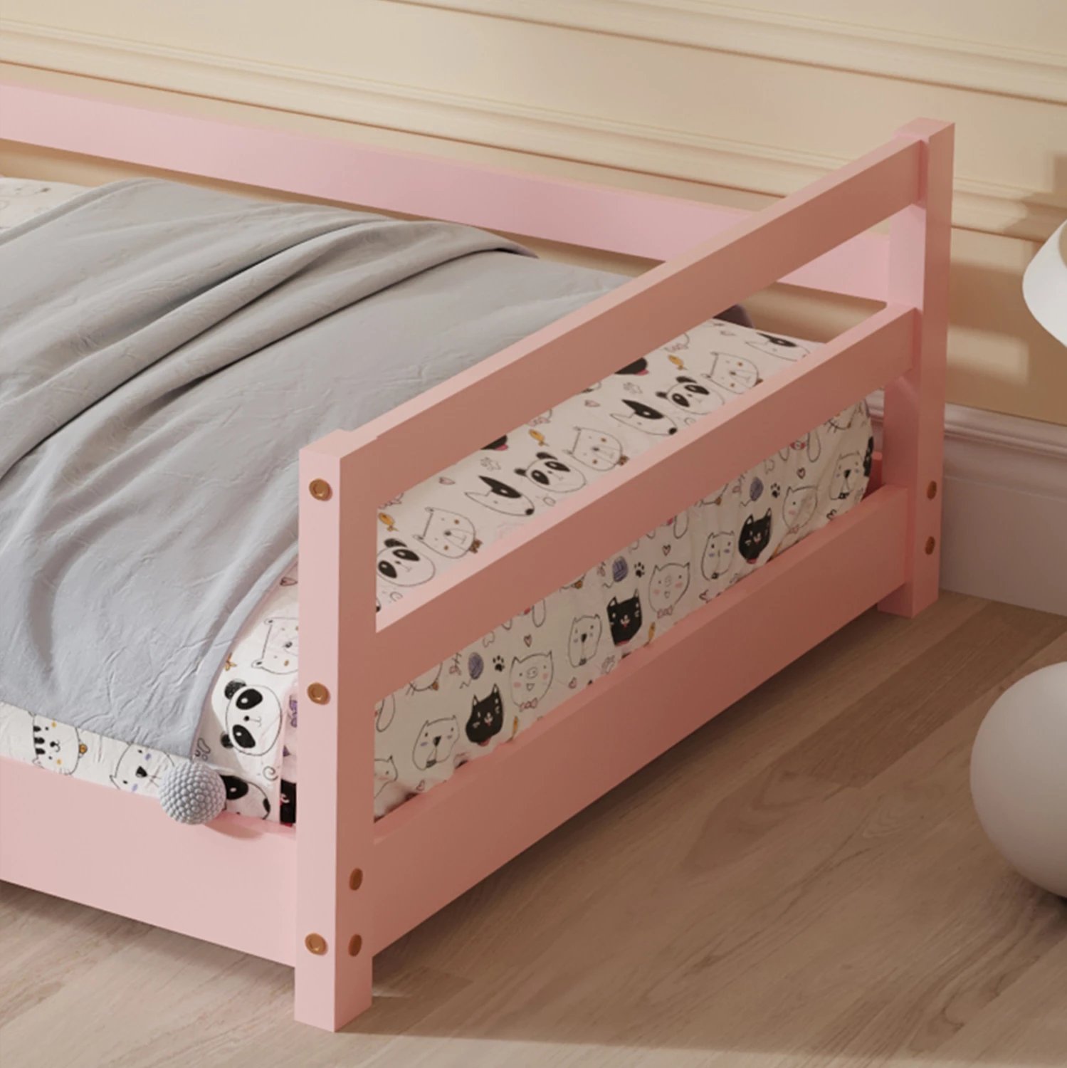 Krevat për fëmijë HOUSER FH676.06 t.MONTESSORI dru pishe i fortë ngjyrë rozë - 190x90cm