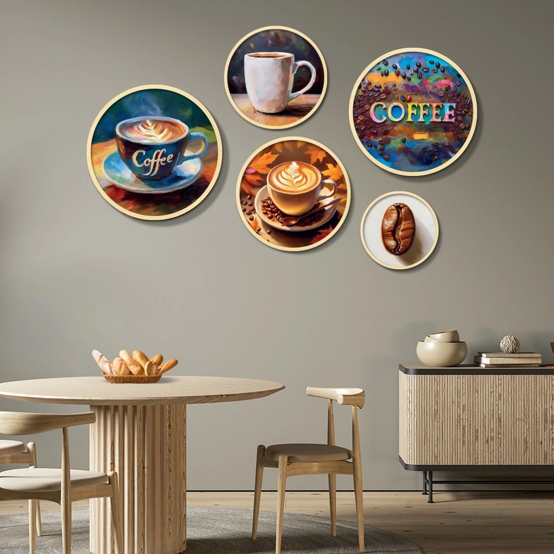 Set pikturash dekorative me kornizë MDF (5 copë), Wallity, Yats-16