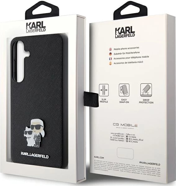 Mbështjellës Karl Lagerfeld Saffiano Karl&Choupette Pin për Samsung Galaxy S24+ S926, i zi