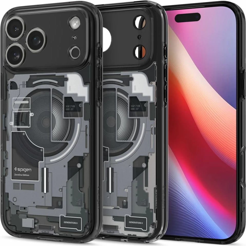 Mbështjellës Spigen Ultra Hybrid MagSafe për iPhone 17 Pro, Zero One, i zi