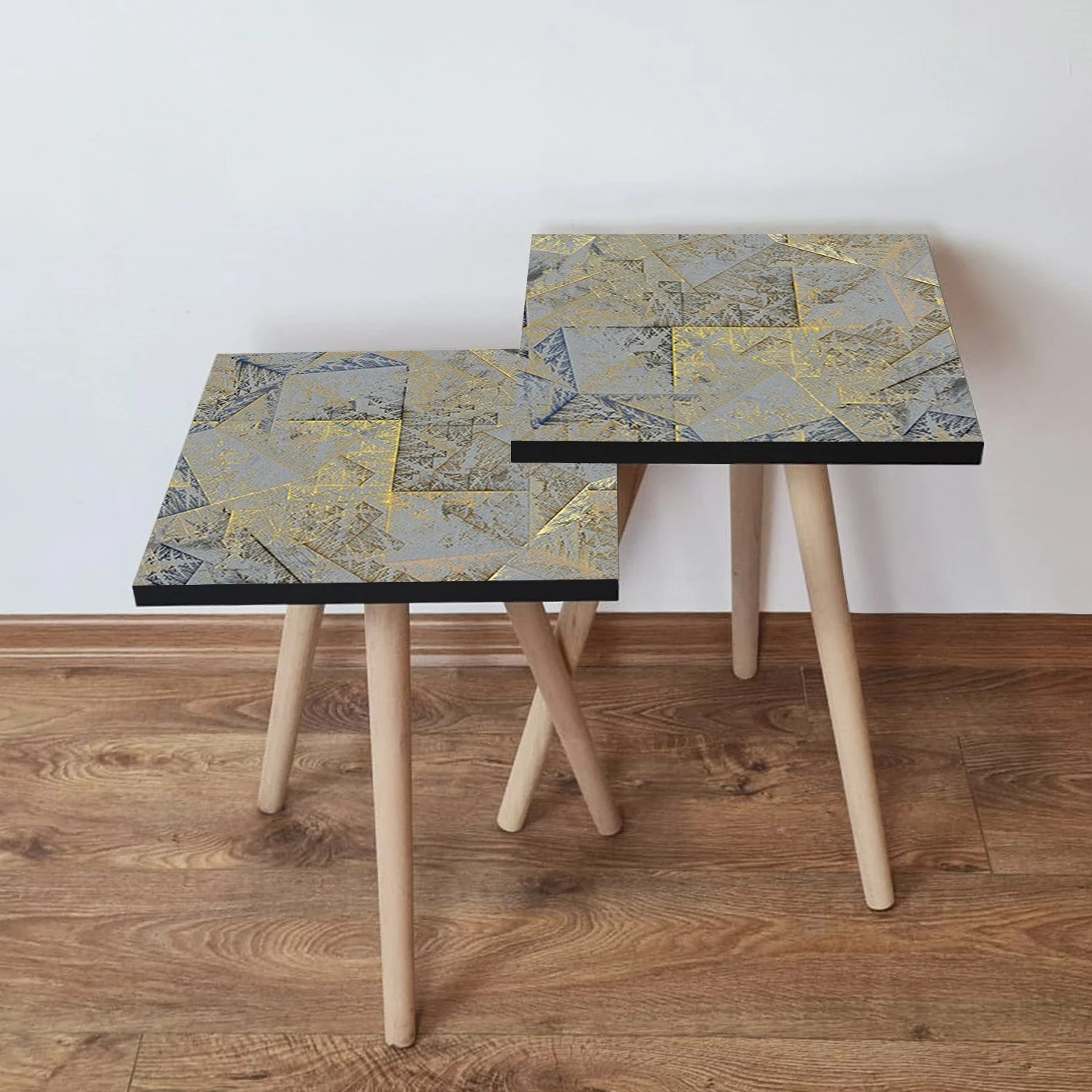 Tavolina ndihmëse të vendosshme (2 copë), Skye Decor, 2Shp225, gri/bezhë/e verdhë