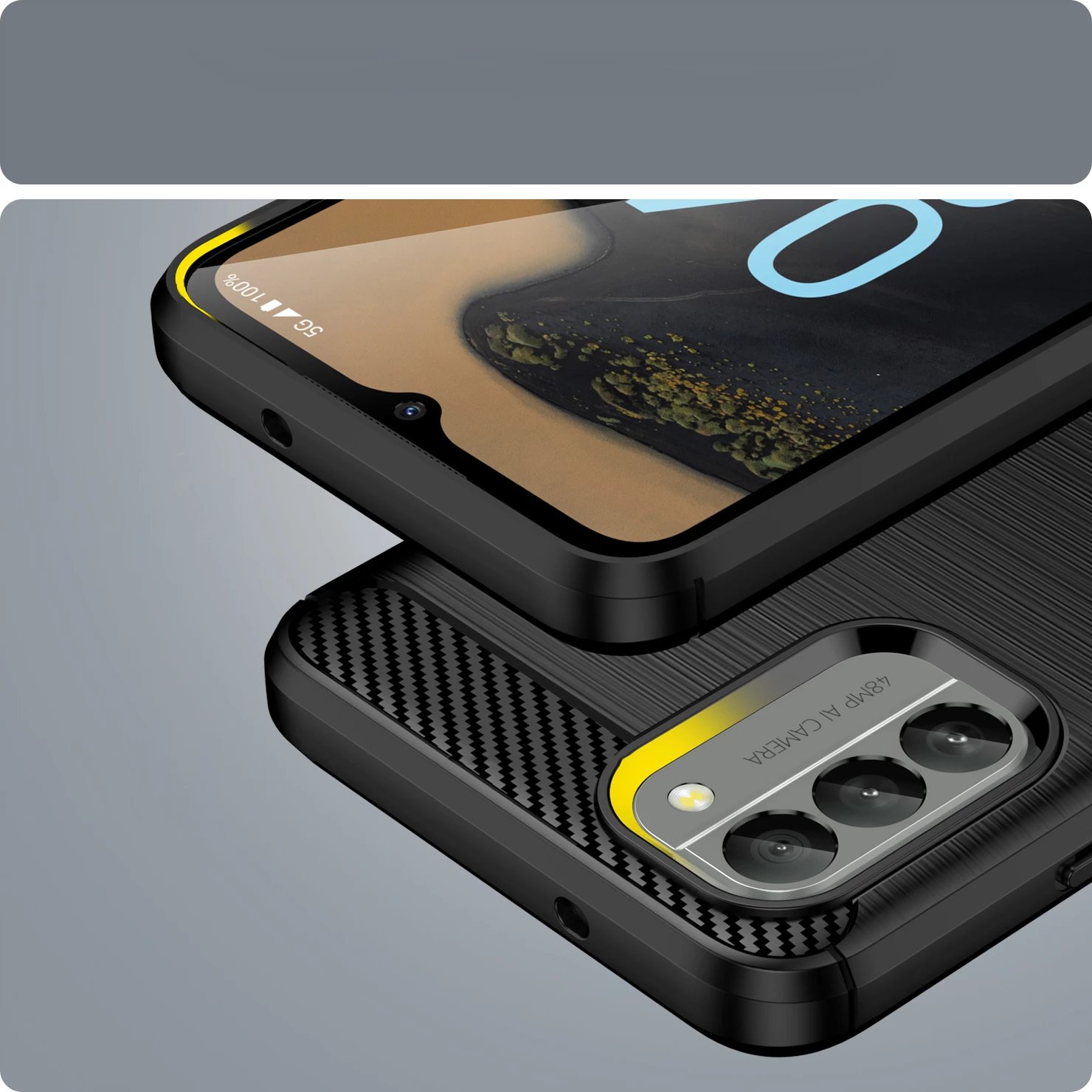Mbështjellës Hurtel Carbon Case për Nokia G400, TPU, i zi