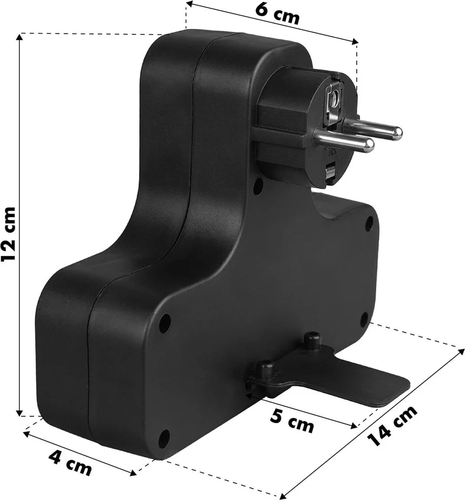 Prizë katërfishe Maclean MCE224 E/B me ndërprerës, e zezë