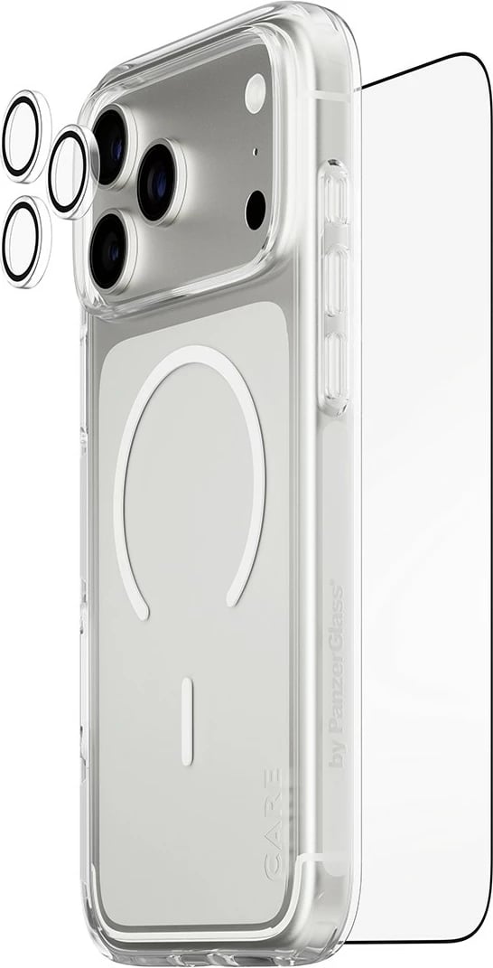 Mbështjellës PanzerGlass CARE 3-in-1 Flagship Explorer Bundle për iPhone 17 Pro Max, transparent