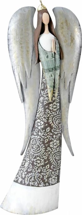 Dekor engjëll me krahë, shumëngjyrësh, metal, 24x10x62cm