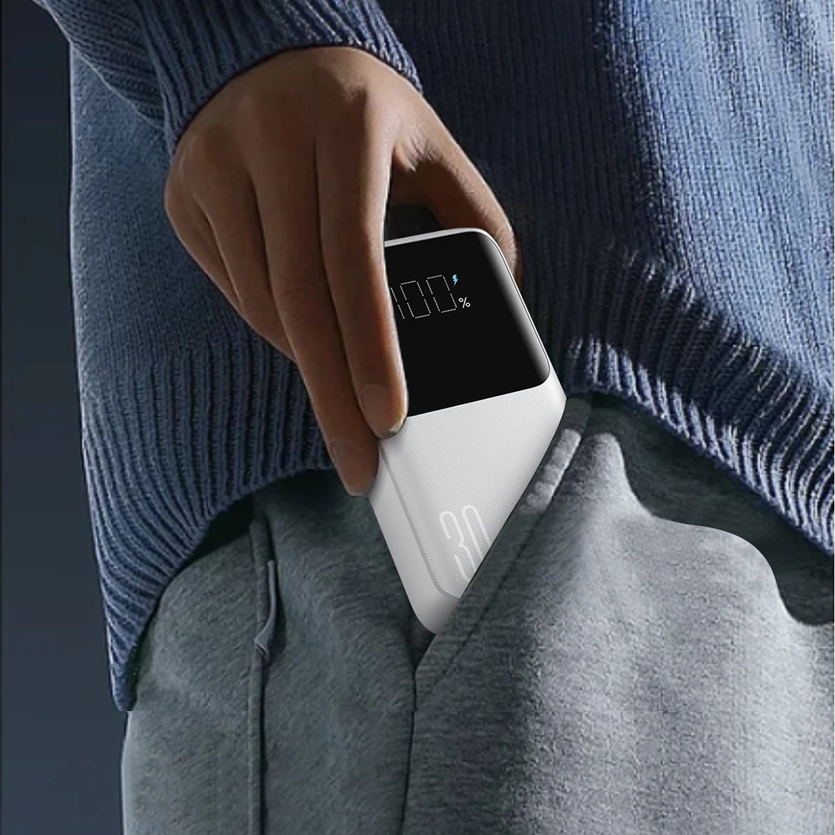 Powerbank Joyroom JR-PBC06, 10000mAh, 30W, me kabllo të integruara, Bardhë