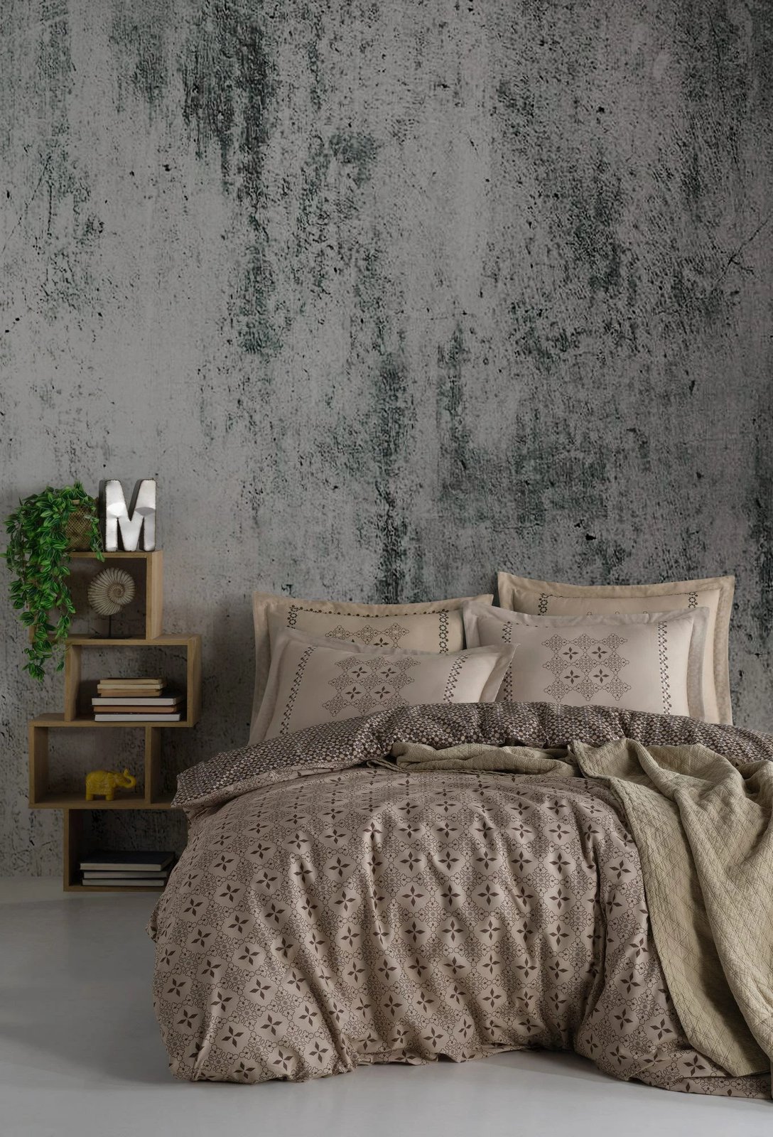 Set mbulesë për jorgan super king, L'essentiel, minimal, ngjyrë kafe, gri, turquoise