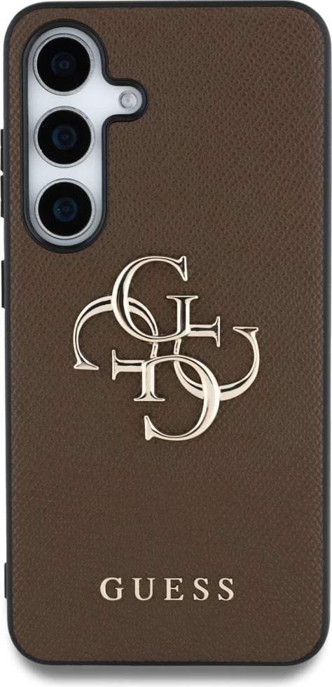 Mbështjellës Guess Grained Big 4G Logo Small Classic Logo për Samsung Galaxy S25 Plus, Kafe