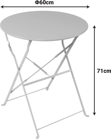 Tavolinë Bistro palosëse, metalike, ngjyrë terrakote, D60x71cm