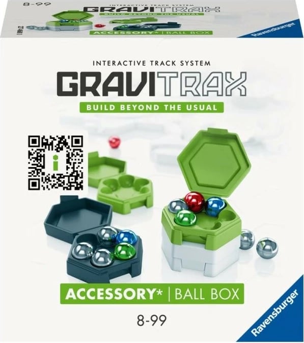 Set toptha dhe kuti Gravitrax Ravensburger 27468, 12 copë toptha, 4 kuti, shumëngjyrëshe