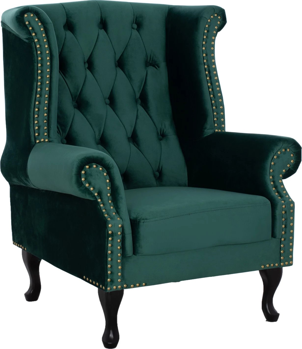 Fotelje Polina, kadife ngjyrë selvi, stil Chesterfield, FH0053.03