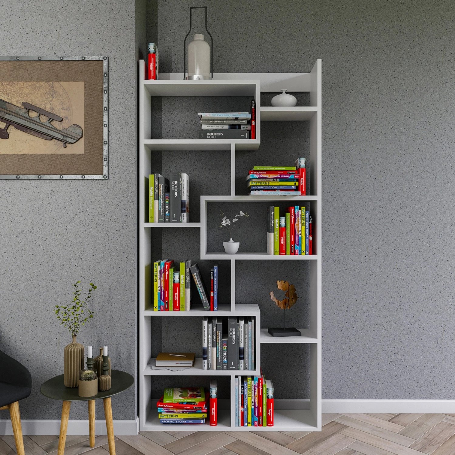 Raft librash melamine, ngjyrë e bardhë, FH8865.01, 90x22x182 cm