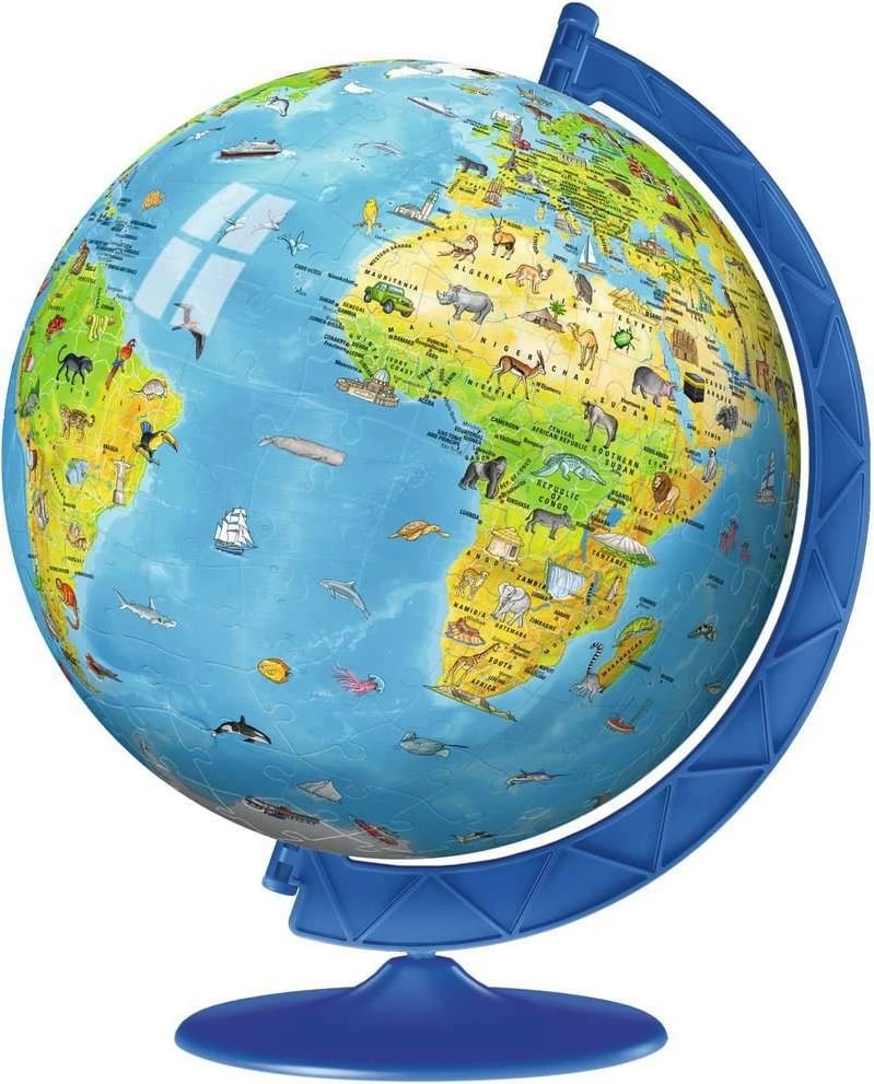 Puzzle 3D glob, Ravensburger, 180 pjesë, me bazë, shumëngjyrësh