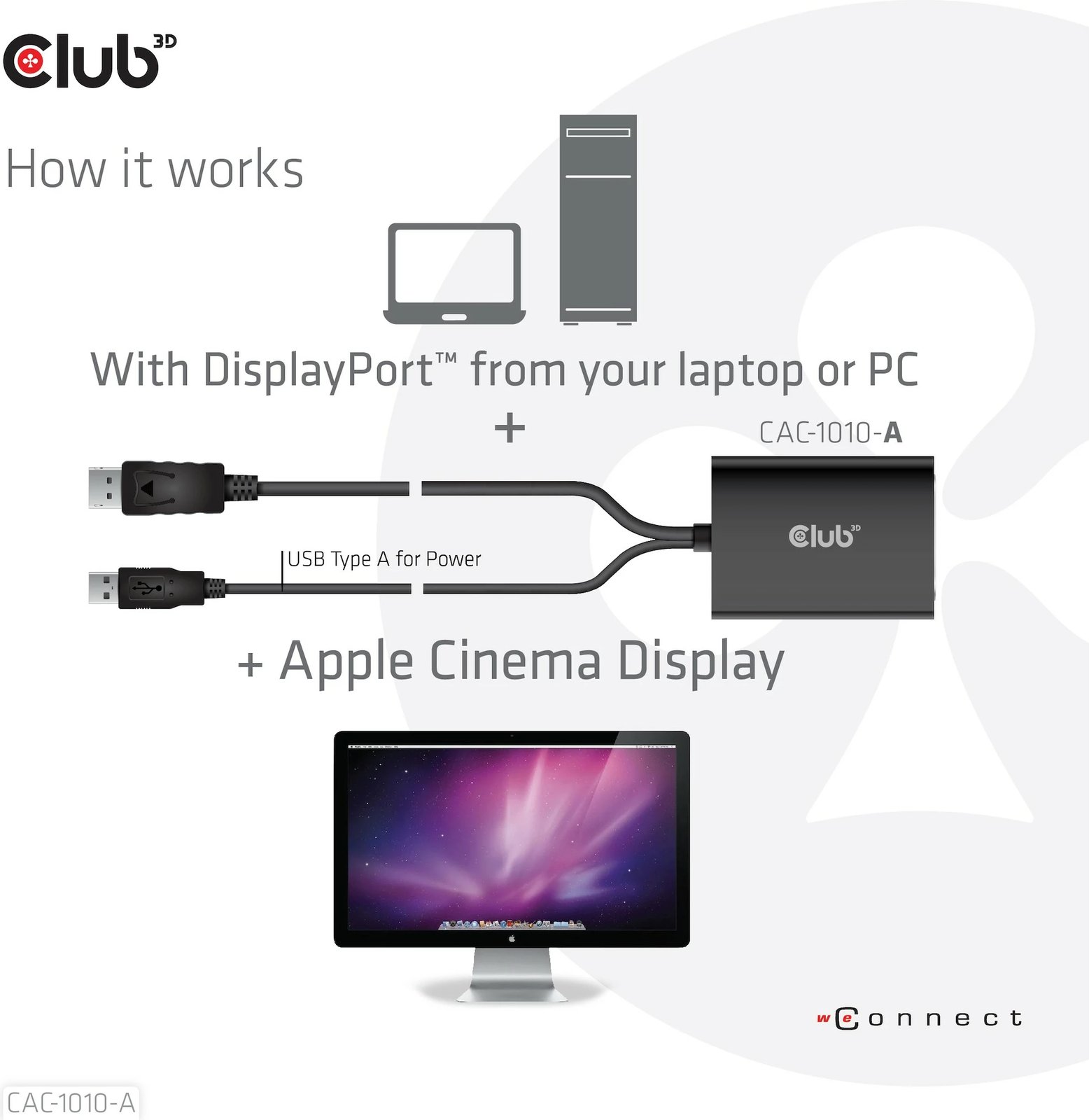Adapter Club3D DisplayPort në DVI-D Dual Link + USB, 0.6m, HDCP OFF