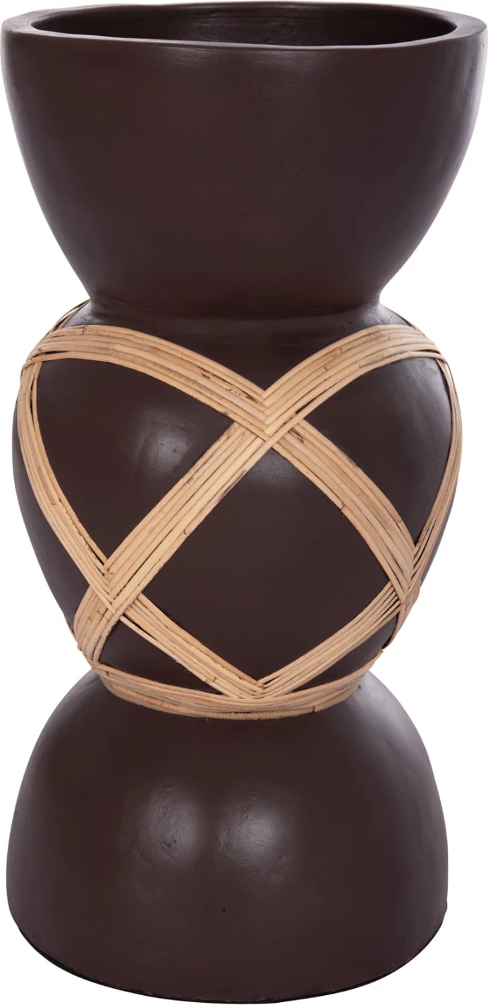 Vazo dekorative për dysheme MAYNARD, fibër-cement, ngjyrë çokollate, ratan, FH4672.07L, 32x62.5cm