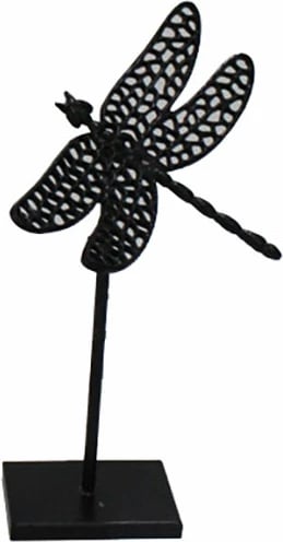 Dekor libellula, formë dragonflaj, alumin, metal i zi, 21x18x34cm
