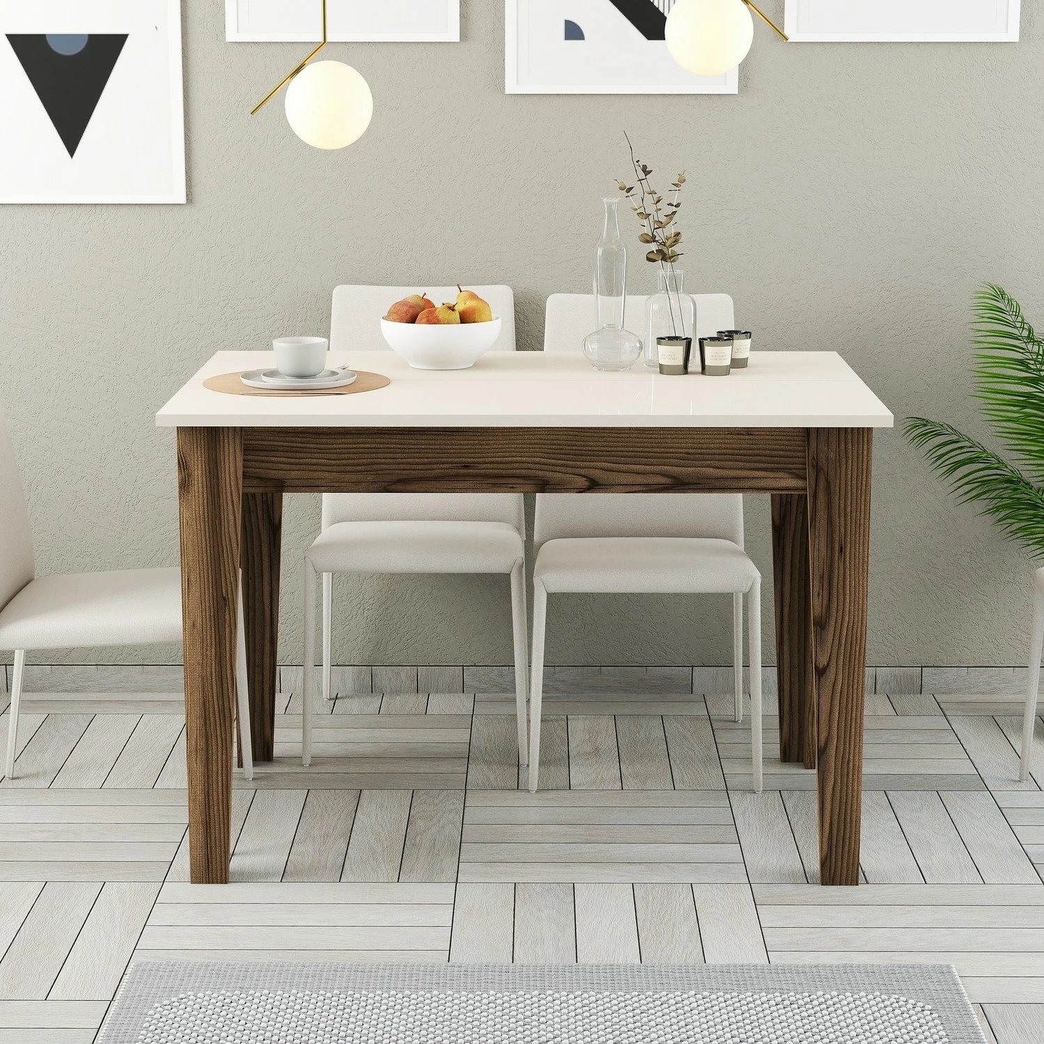 Tavolinë kuzhine Hanah Home, Kiev 508, ngjyrë arre dhe krem