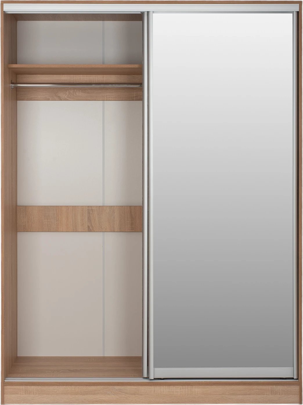 Dollap me dyer rrëshqitëse, pasqyrë, ngjyrë lisi, FH2437, 180x60x210 cm