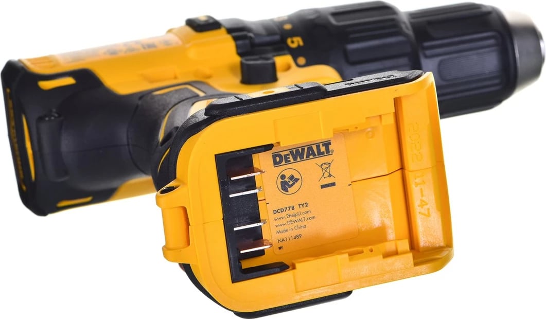 Makineri goditëse/vidash DeWalt DCD778S2T-QW, 18V, 1.5 Ah, 2 bateri, zi/verdhe, set