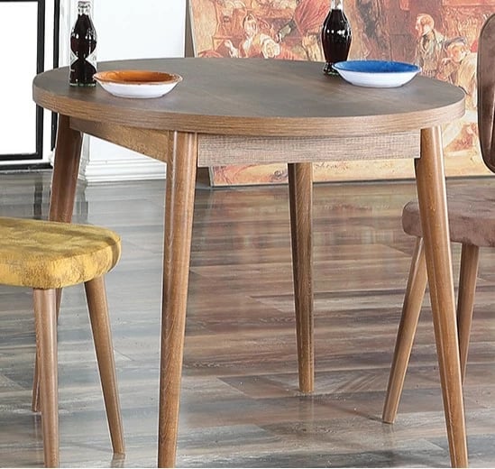 Tavolinë ngrënieje Hanah Home, stil barok, ngjyrë arre