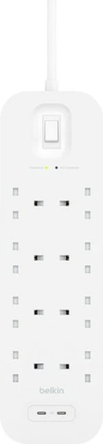 Mbrojtës rryme Belkin Connect, 8 dalje AC, 900 J, Type G, i bardhë