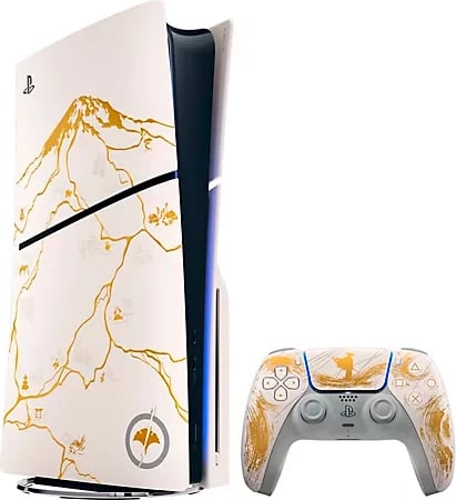 Konzolë PS5 Sony Ghost of Yotei Gold Limited Edition Slim 1TB bardhë