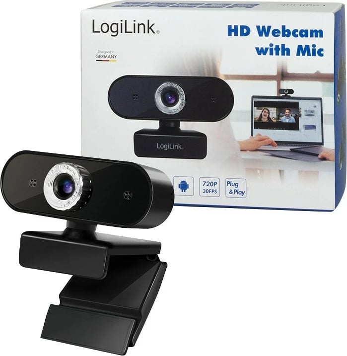 Webcam LogiLink UA0368 HD 720p me mikrofon, e zezë