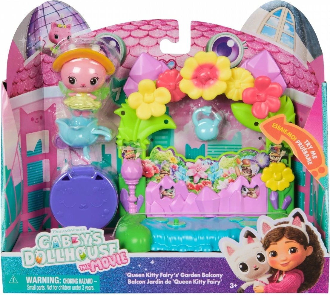 Set aksesorë shtëpi kukullash, Gabby's Dollhouse, 6074165 Queen Kitty Fairy Garden Balcony, 3+ vjeç, set