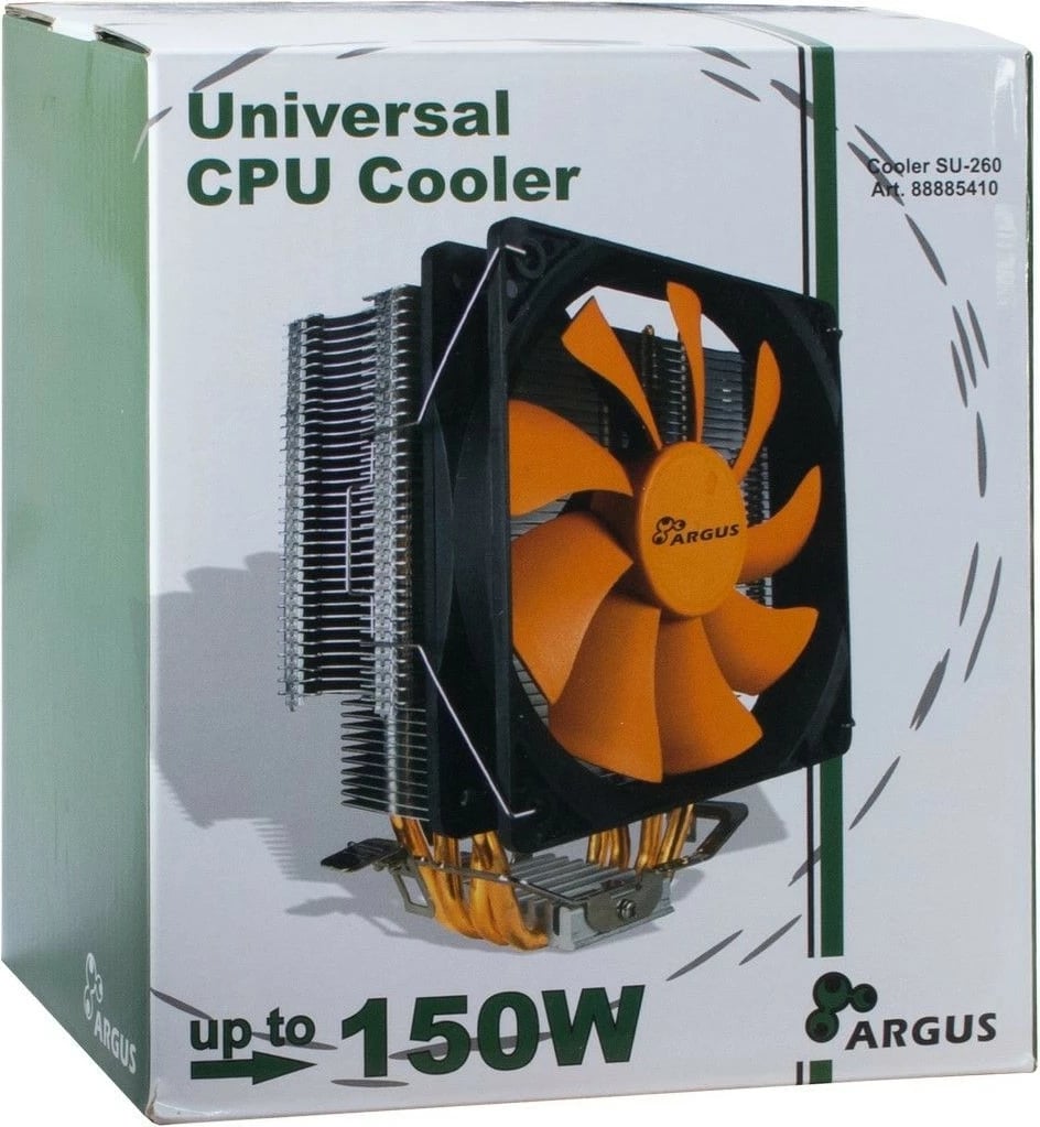 Cooler Inter-Tech Dynatron Argus SU-260, 12 cm, PWM, 150W, zi/portokalli