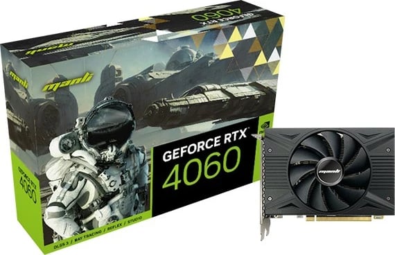 Kartelë grafike MANLI RTX 4060, 8GB GDDR6, 1 ventilator