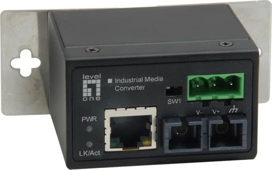 Konvertues media LevelOne RJ45 në ST, Ethernet Industrial, Multi-Mode Fiber, 2km, -40°C deri 75°C, 100 Mbit/s, i zi