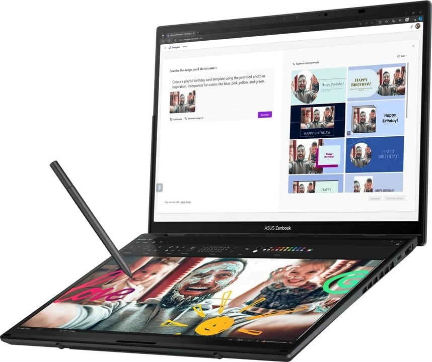 Laptop ASUS Zenbook Duo UX8406CA-PZ068X, 14", Intel Core Ultra 9, 32 GB RAM, 2 TB SSD, Gri