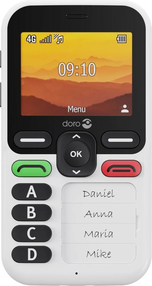 Celular Doro Leva X10, 4G, butona të mëdhenj, i bardhë