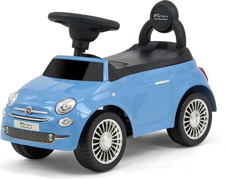 Makine lodër me shtytje (ride-on), Milly Mally, FIAT 500, sedile me mbështetëse dhe hapesire poshte, horn dhe melodi, per 12-36 muaj, blu
