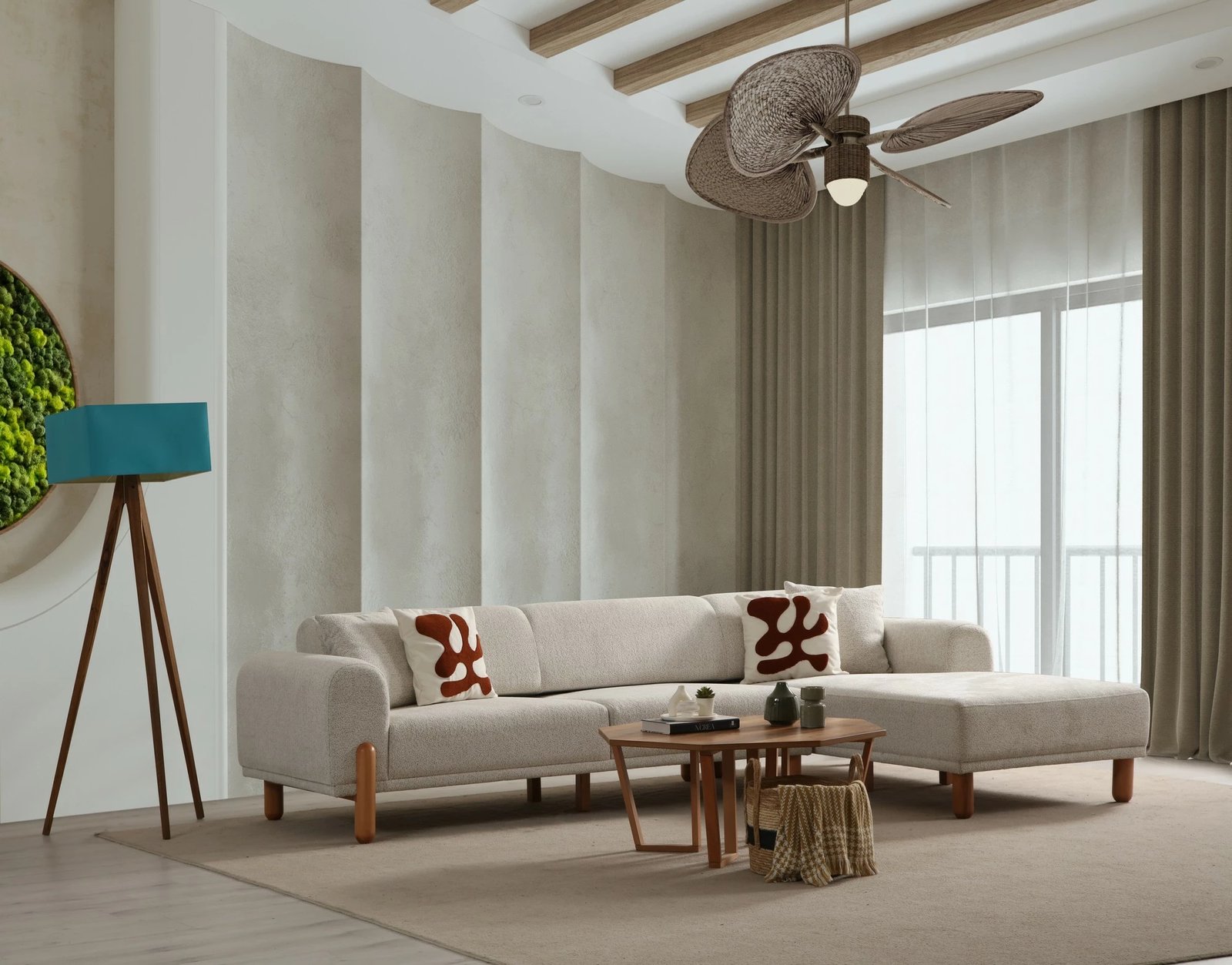 Kënd-sofë krevati Lyke, ngjyrë krem, kënd i djathtë